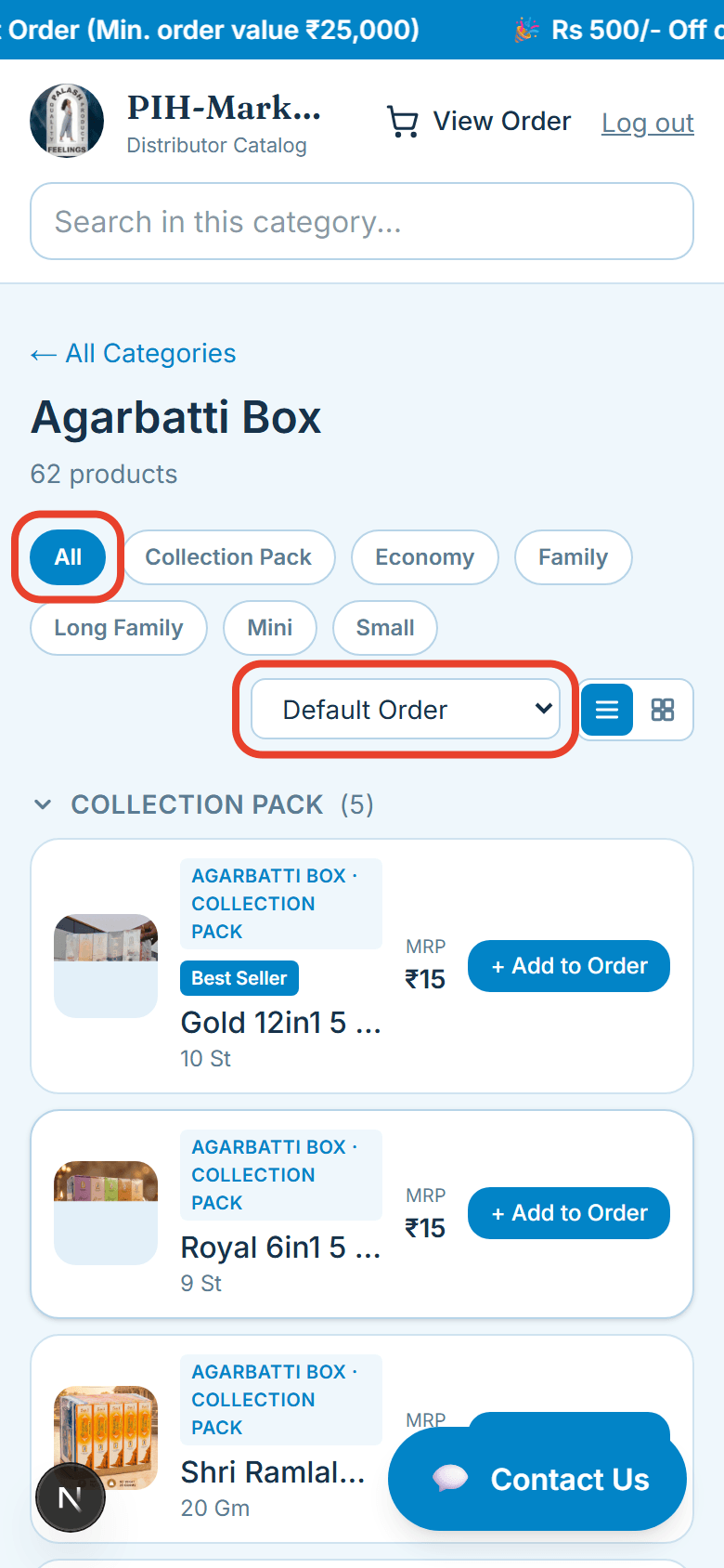 Filter within a category